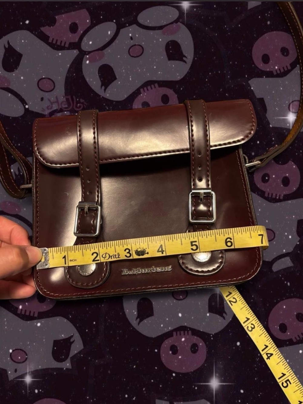 Dr. Martens Glossy Burgundy  Mini Messenger Bag with Silver Hardware